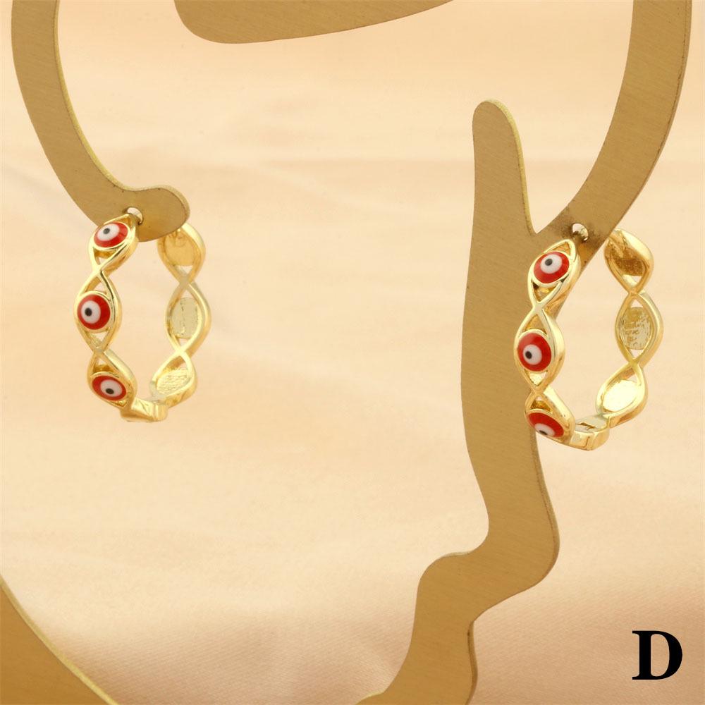 18K Gold-Plated Enamel Devil's Eye Ear Hoops for Women - Fashionable, Color-Retentive Design