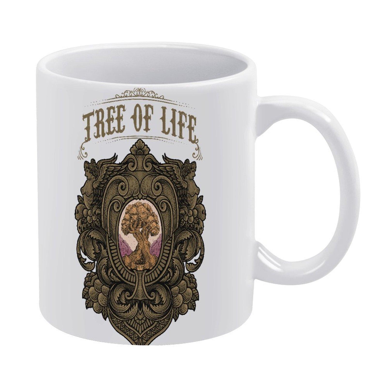 

11oz White Ceramic Mug with Dual-Side Printed Surface and Smooth Grip, Perfect for Everyday Coffee Lovers and Tea Drinkers