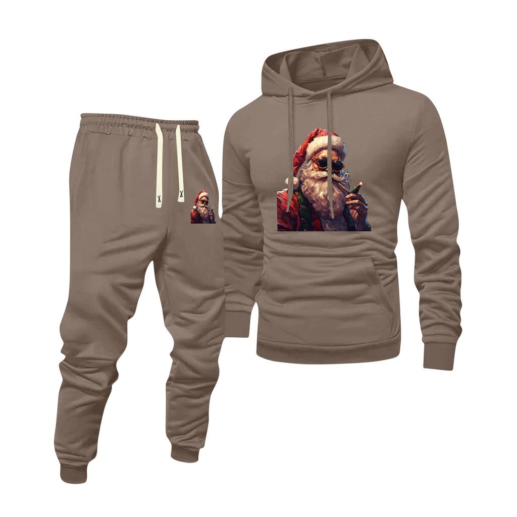 Herren Bedrucktes Kapuzensweatshirt und Sweatpants Lässiger Sportanzug