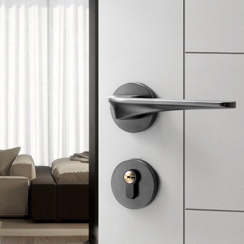 Modern Bedroom Door Indoor Mute Security Door Gold Split Mortise Lock Household Wood Door Hardware with Key