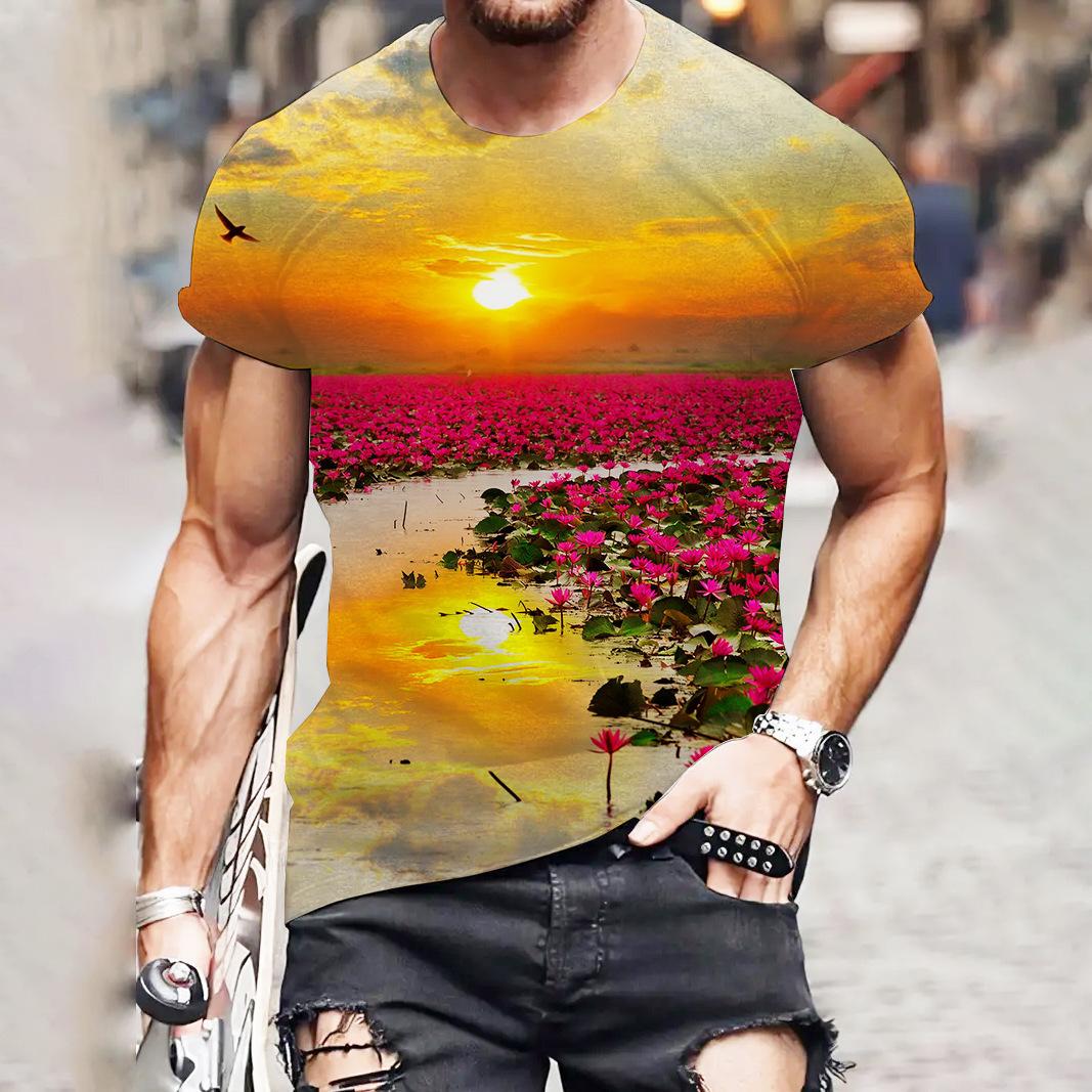 3D Digital Printing Men s Casual Crew Neck Short Sleeve T-Shirt Versatile S