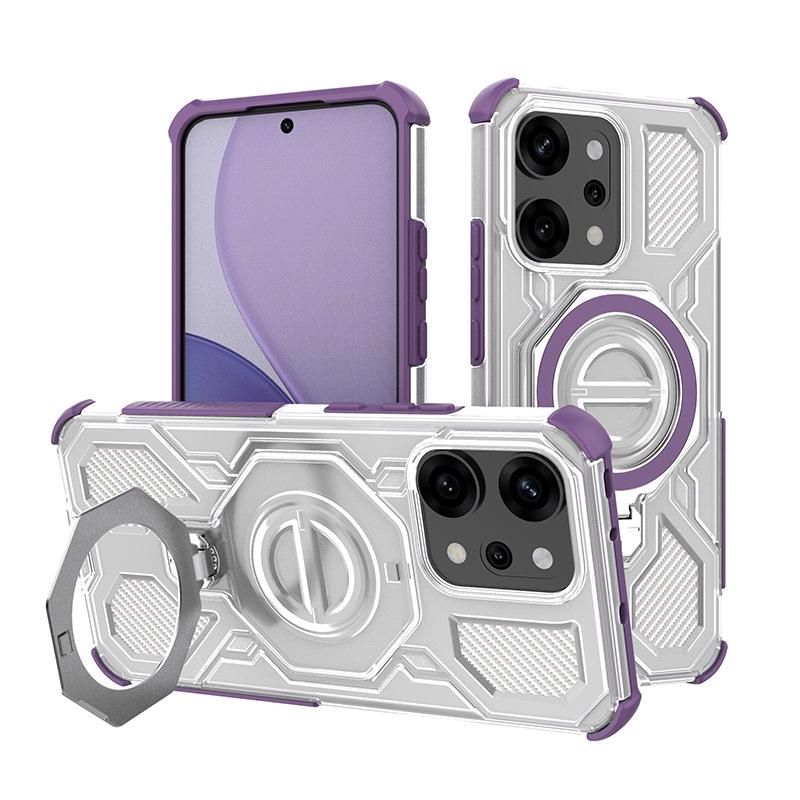 Przezroczyste Odporne na Upadki Obrotowe Etui Magnetyczne na Telefon do Serii OPPO i Realme 15