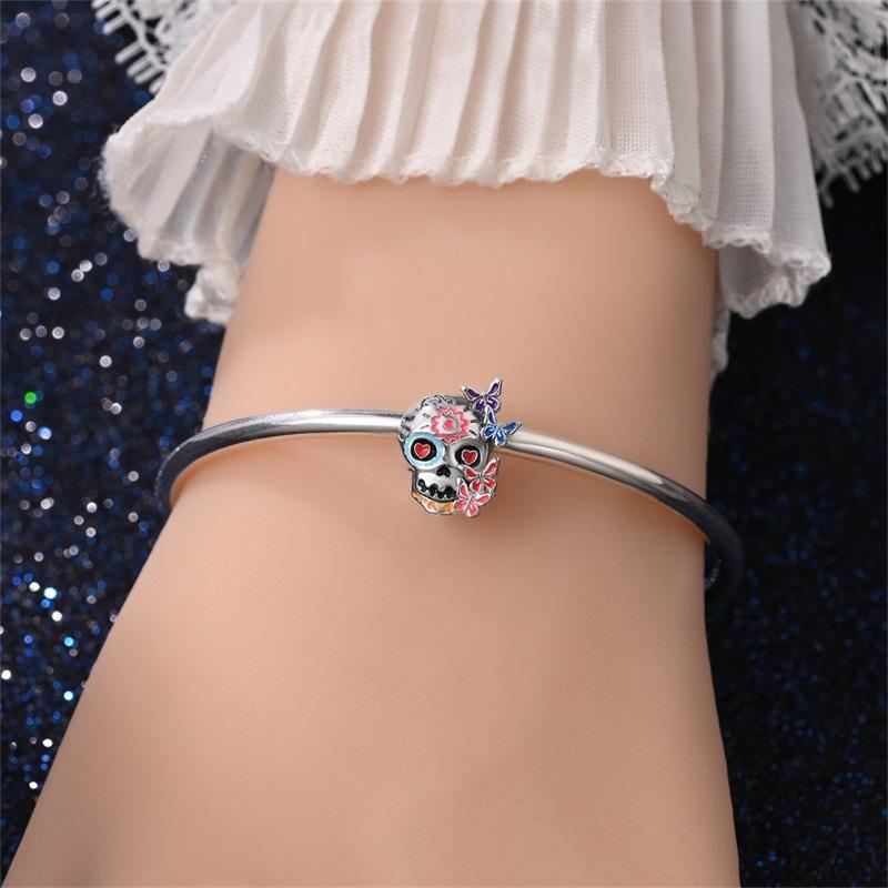Copper Halloween Skull Beads Jewellery Fit Original Bracelet Necklace For Women Diy Gift