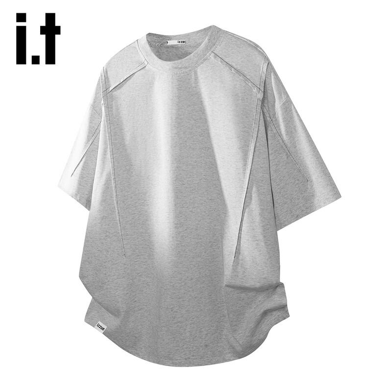 

izzueit Men s Trendy Loose Fit Patchwork Short Sleeve T-Shirt S