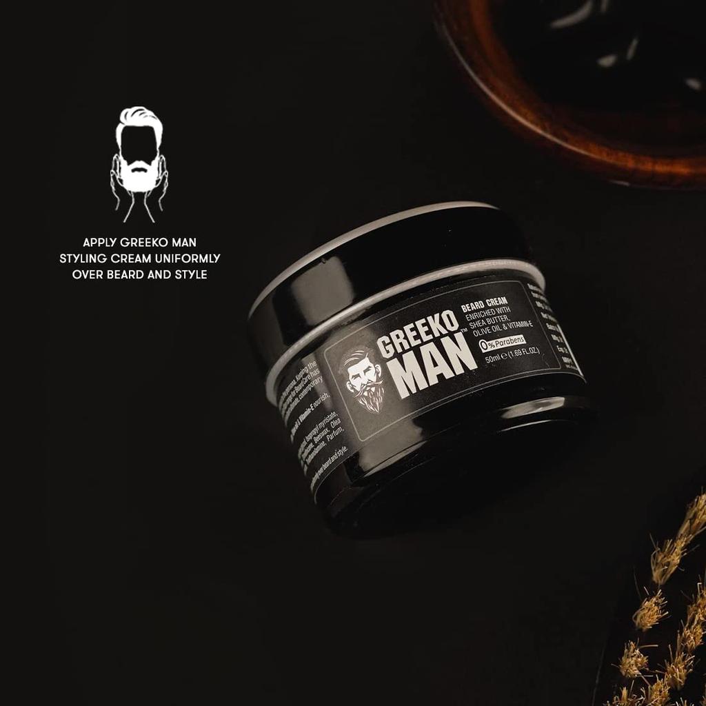 Vasu Greeko Man Beard Styling Cream For Men Softening Moisturizing Nourishing Beard Care With Shea Butter 50 Ml