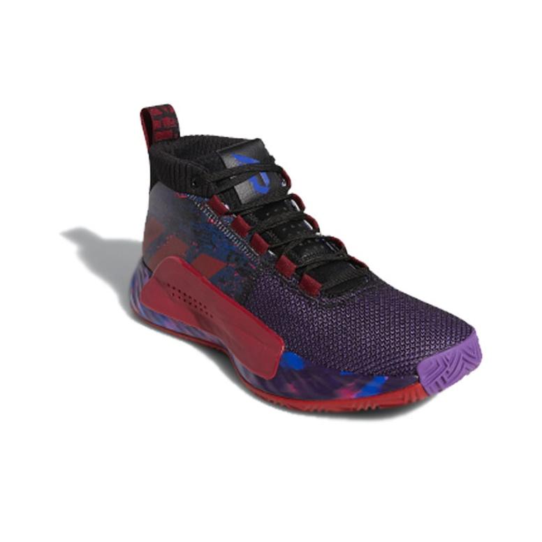 adidas D Lillard 5 Shock Absorption Non-Slip Wear-Resistant Mid-Top Basketball Shoes Men Sneakers Purple Red EF8663