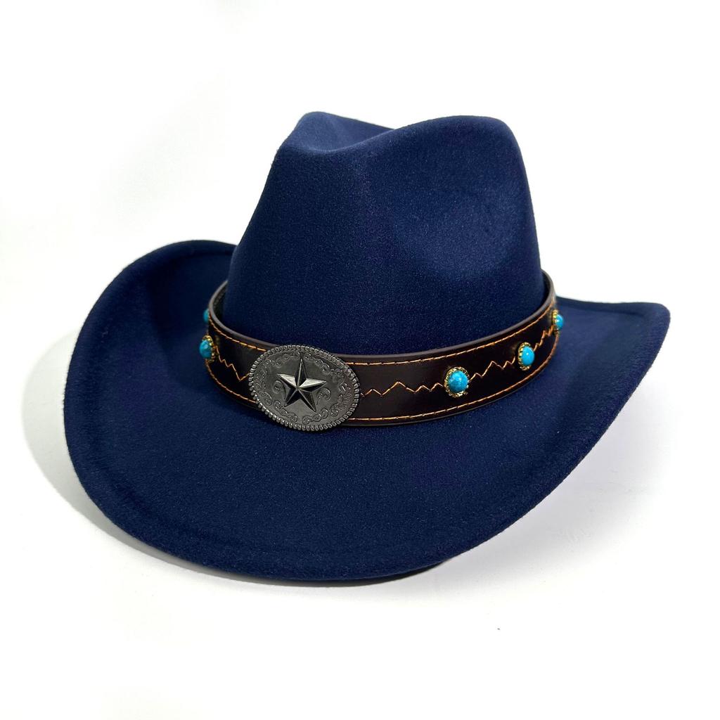 Western Cowboy Hat Autumn And Winter Male And Female Knight Hat European And American Style Big Edge Top Hat Jazz Hat