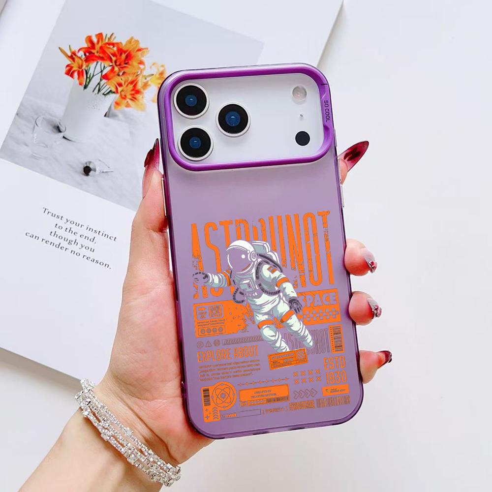 Cool Astronaut Cartoon Phone Case For iPhone 17 16 15 14 13 12 11 Pro Max Air Matte Laser Aurora Shockproof Funda