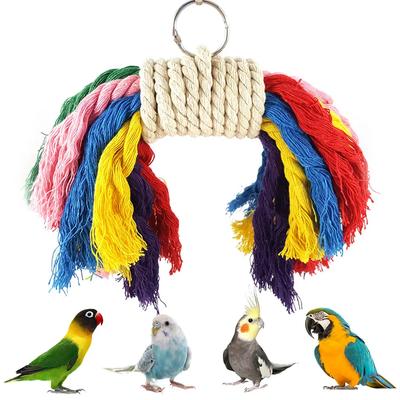 Parrot Toy Wicker Rope Hanging Braided Budgie Chew Bird Cage Cockatiel Toy Pet Stand Training Accessories Bite Swing Supplies