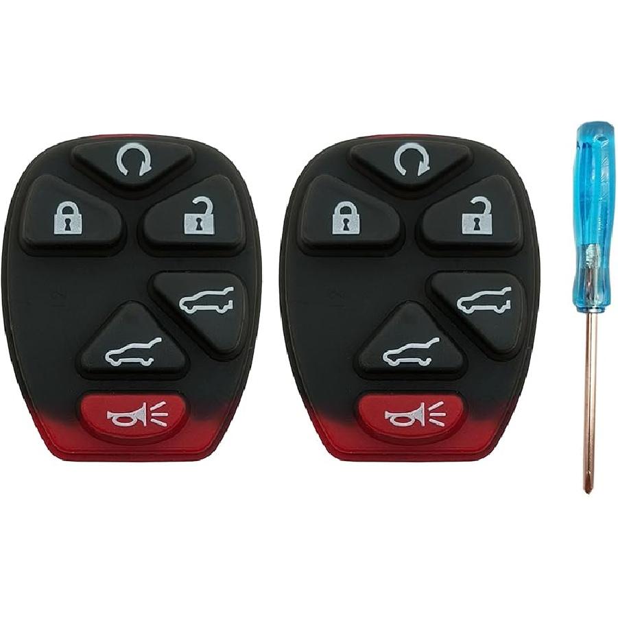 Key Fob Button Pad Replacement Fits for Chevy Silverado Suburban Tahoe GMC Sierra Yukon Cadillac Escalade Hummer H2 Keyless Entry Remote Cover Case 6 Buttons A