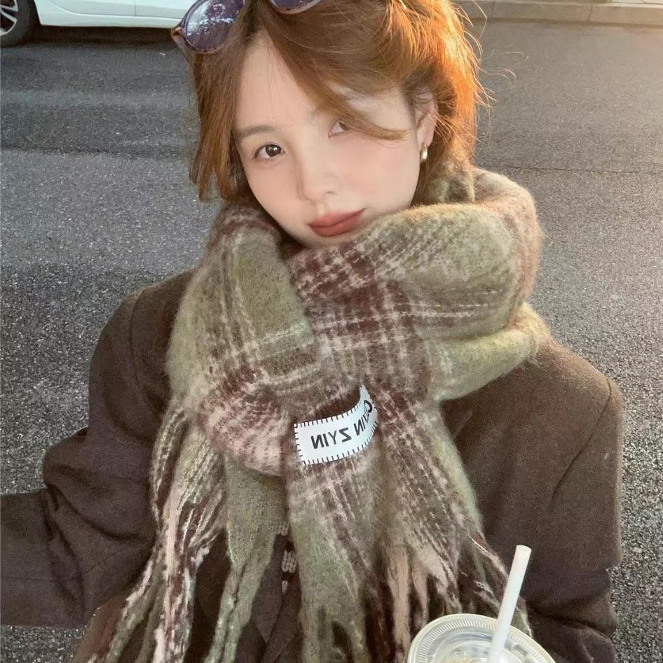 Korean Imitation Cashmere Plaid Scarf for Women - Thick, Warm, Versatile Autumn/Winter Fashion