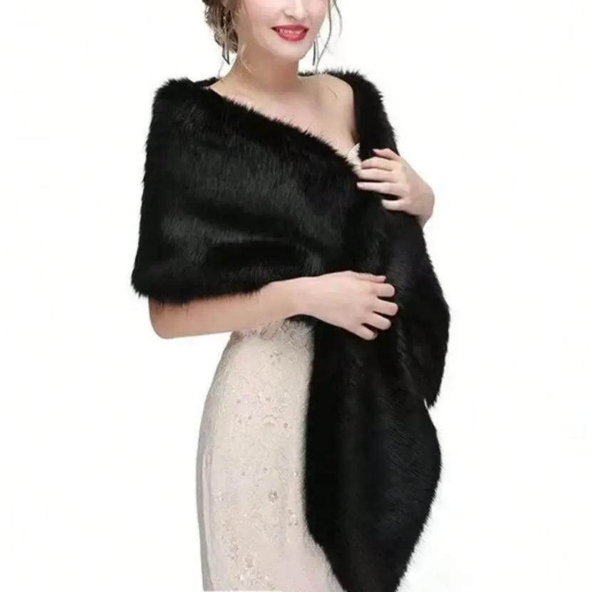 Women's Winter Faux Fur Bridal Shawl Wrap