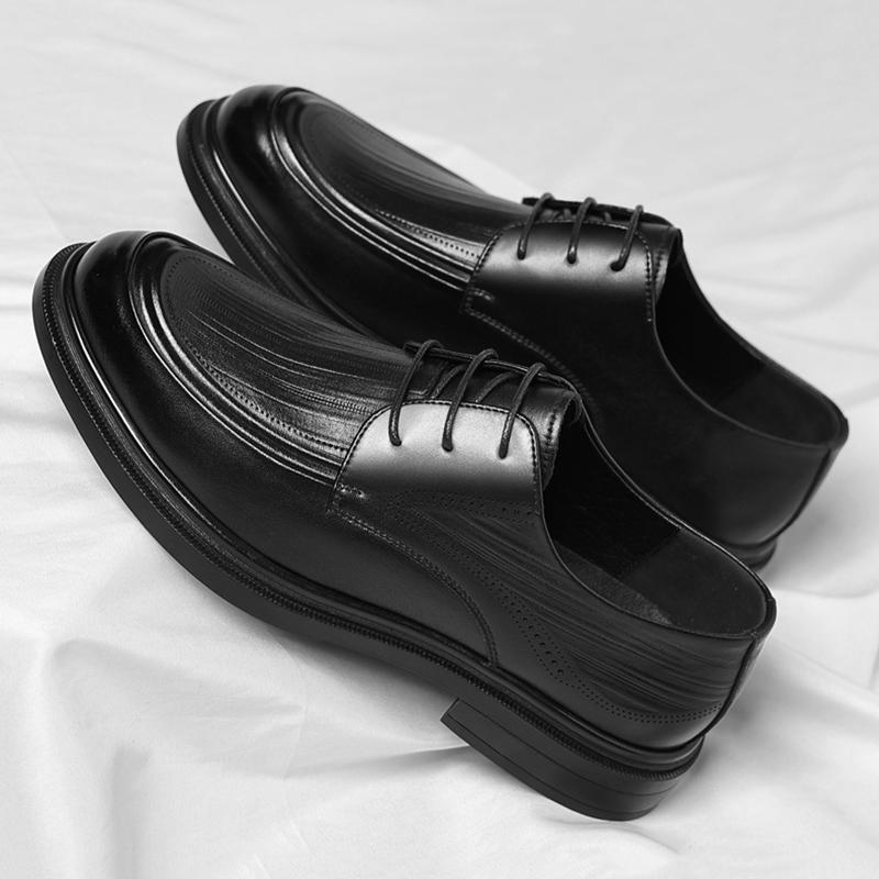 Men's Formal Shoes Black Spring Autumn Legitimate Leather Official Suit High Quality Fashion Party Social Shoe Male Casual Shoes