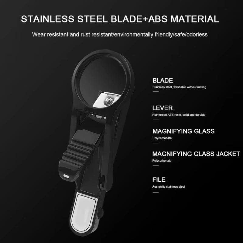 1Pcs Anti-Splash Precise Cutting Nail Trimming Tool Nail Clipper With Magnifying Glass Stainless Steel Elderly Nail Clippers