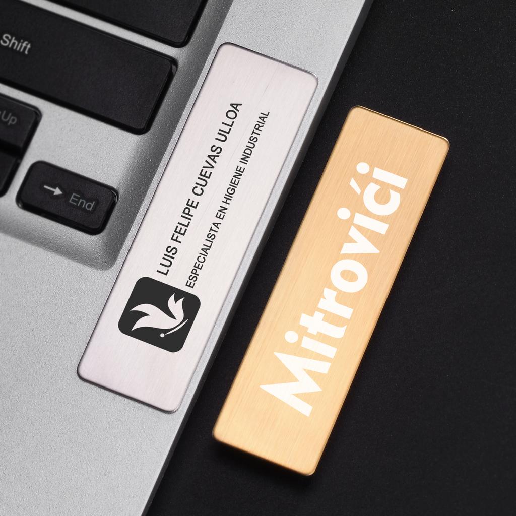 7 X 2cm 1PCS Free Customizable Brooches Pin Personalized Engraved Text Logo Business ID Plate Steel Metal Customized Name Badges