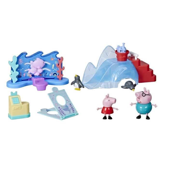 Jouet préscolaire peppa pig à l'aquarium avec 4 figurines et 4 accessoires