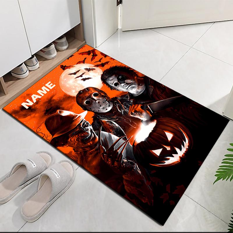 Custom Name Halloween horror Printed Carpet, for Office Chair Living Room Bedroom Kitchen Room Decor Gifts.