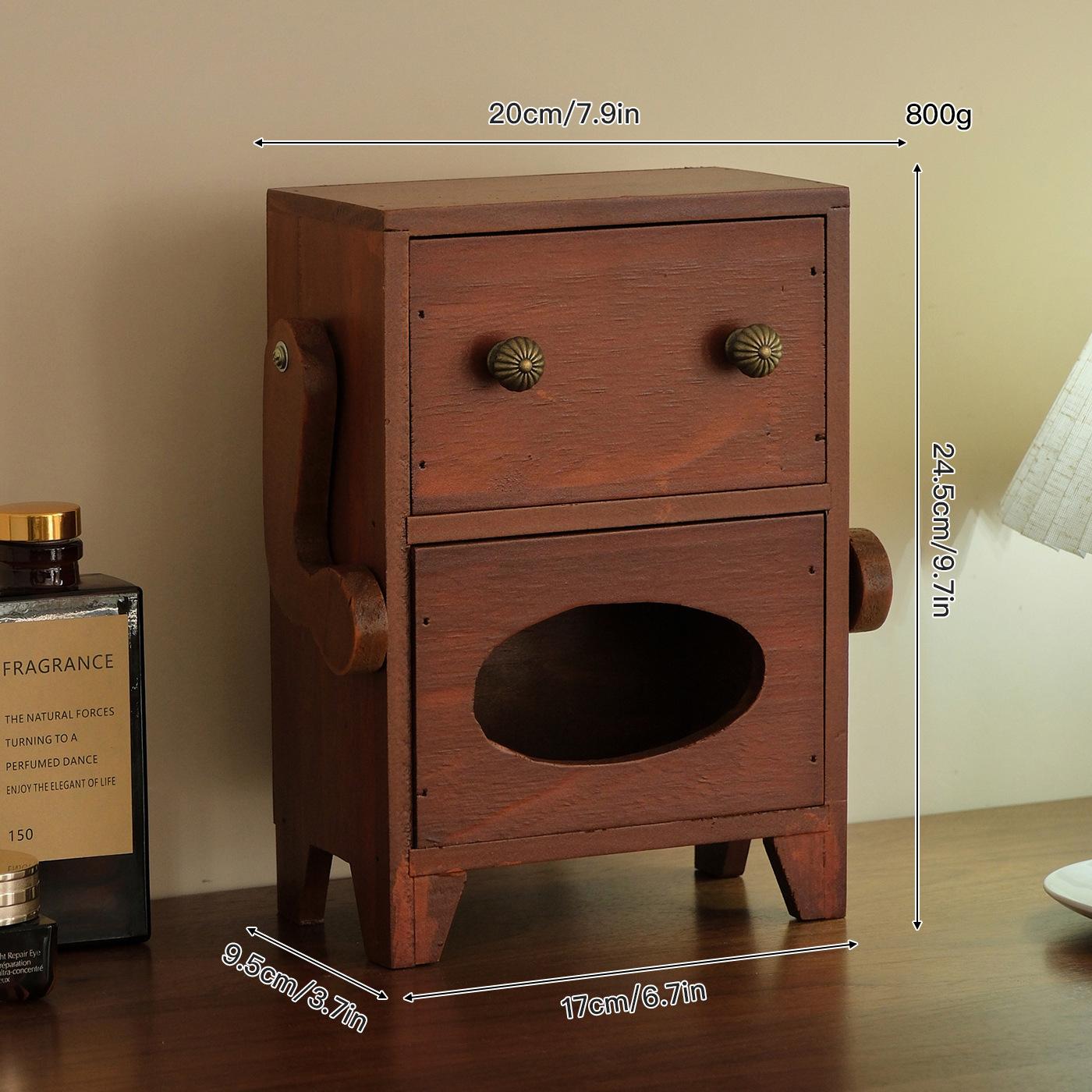 Solid wood tissue box Desktop storage Drawer box Living room Hotel restaurant Creative smiley face Robot Roll paper pumping box