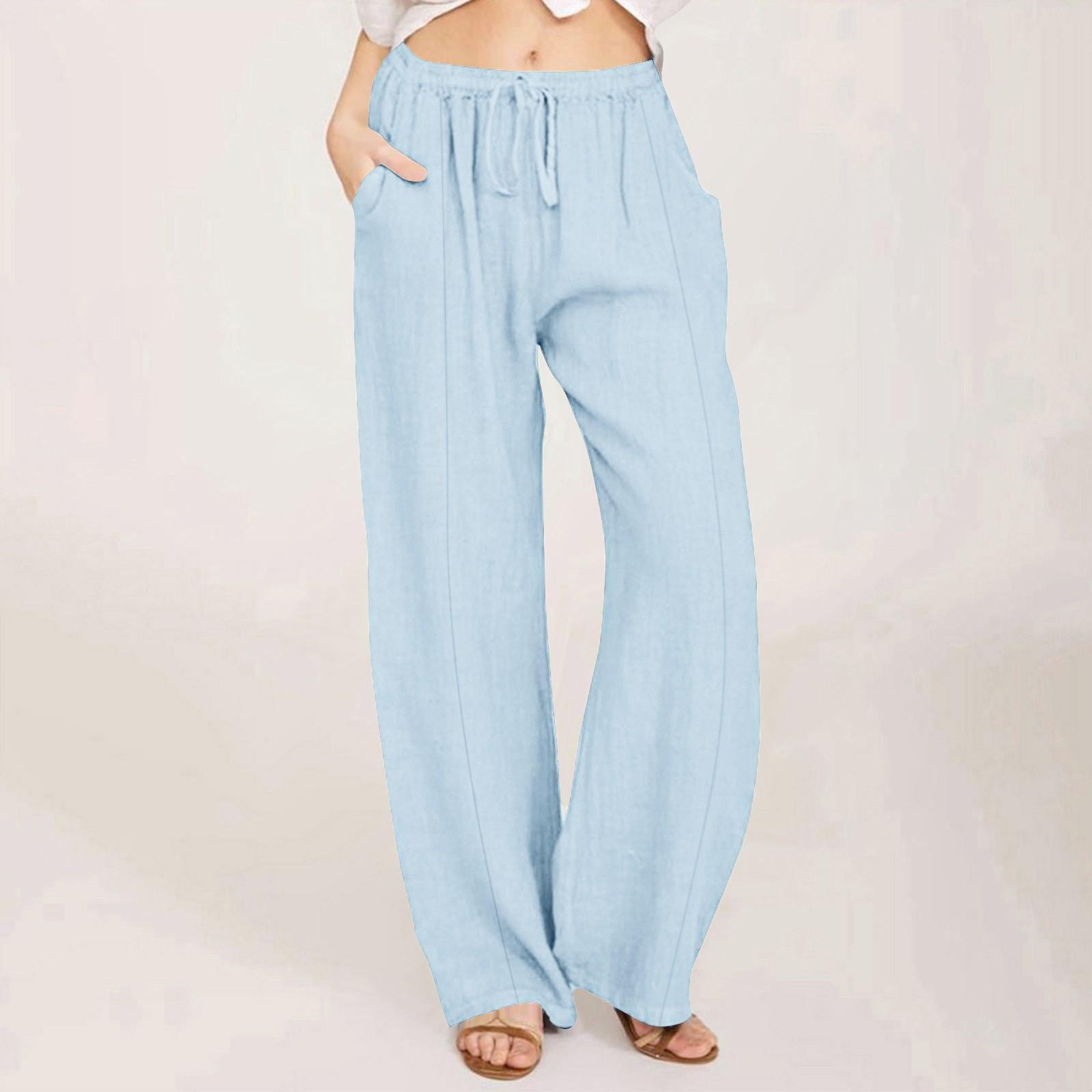 

Женские повседневные прямые брюки, однотонные повседневные длинные брюки с карманами M