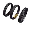 Fashion Stainless Steel Magnetic Buckle Bracelet Men Personalized Woven Wide Leather Rope Wristband  Luxury Jewelry Pulseras