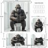 Gorilla Pattern Bathroom Set: Shower Curtain, Non-slip Bath Mat, Toilet Lid Mat, 12 Hooks.