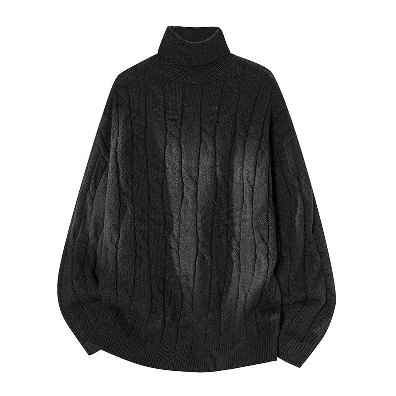 

2026 Men s High Neck Winter Sweater - Velvet Thickened, Retro Japanese Style, Warm Woolen for Teens XL (180/96A) чорний