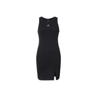 Vestido de tirantes negro bordado con abertura de verano para mujer
