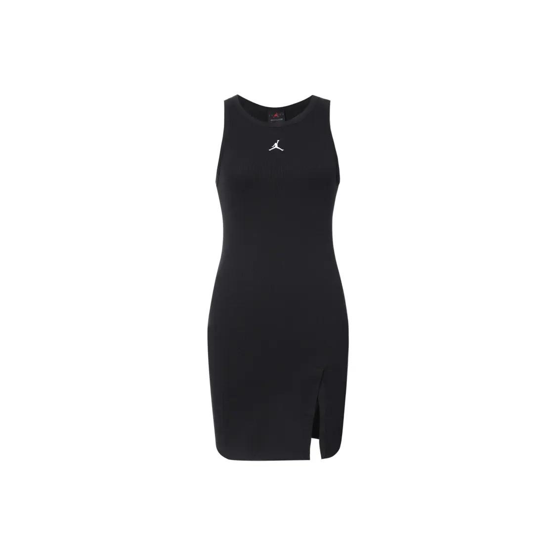 Jordan Summer Slit Embroidered Tank Dress Women s Black L
