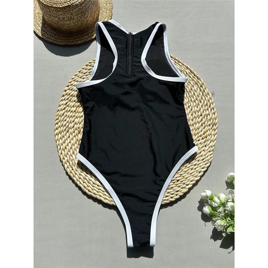 Black Sexy Splicing High Leg Cut Black Women Swimwear One Piece Swimsuit Female Mini Micro Thong Bathing Suit Bather