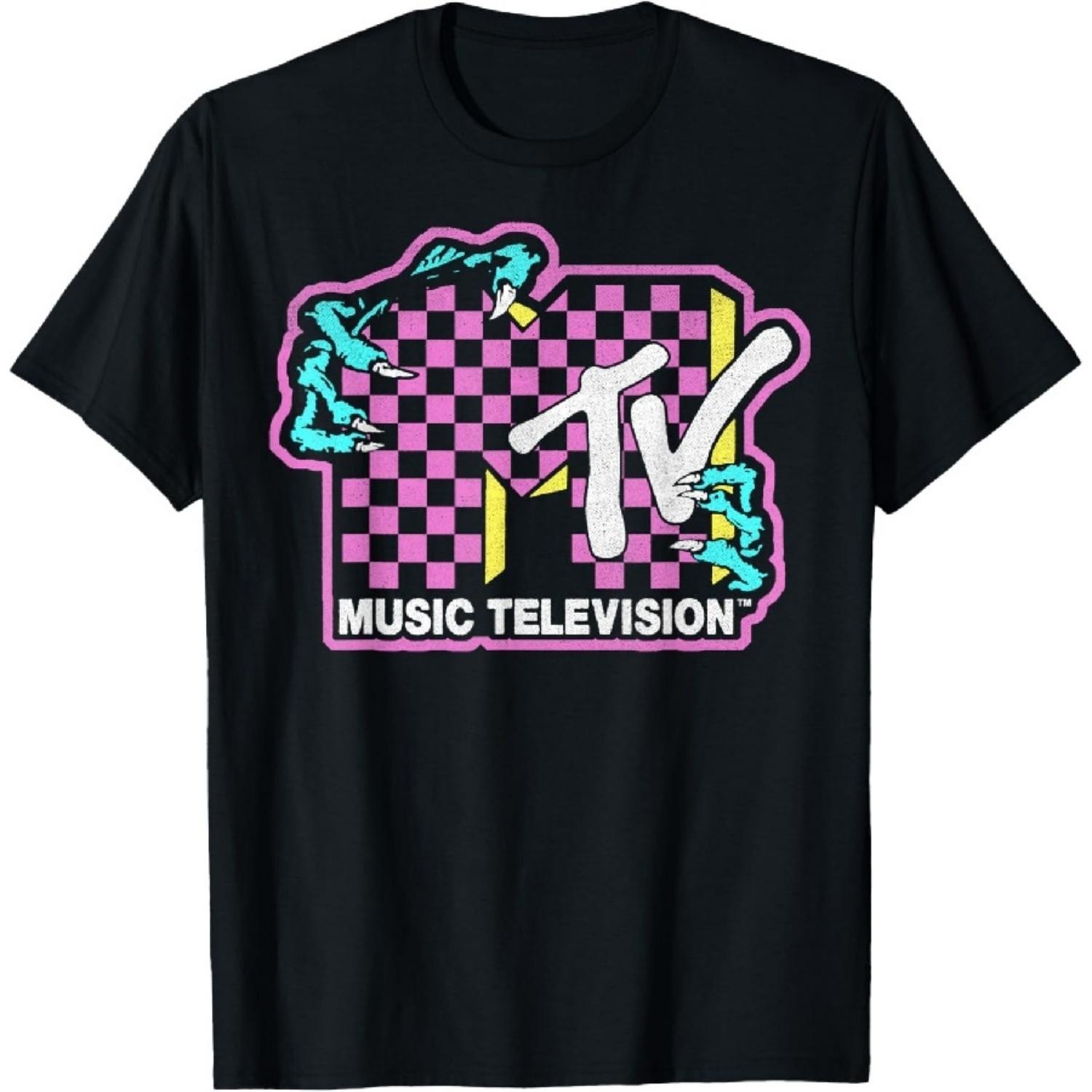 

MTV Checkered Monster Hand Logo Graphic T-Shirt T-Shirt XXXXXL чорний