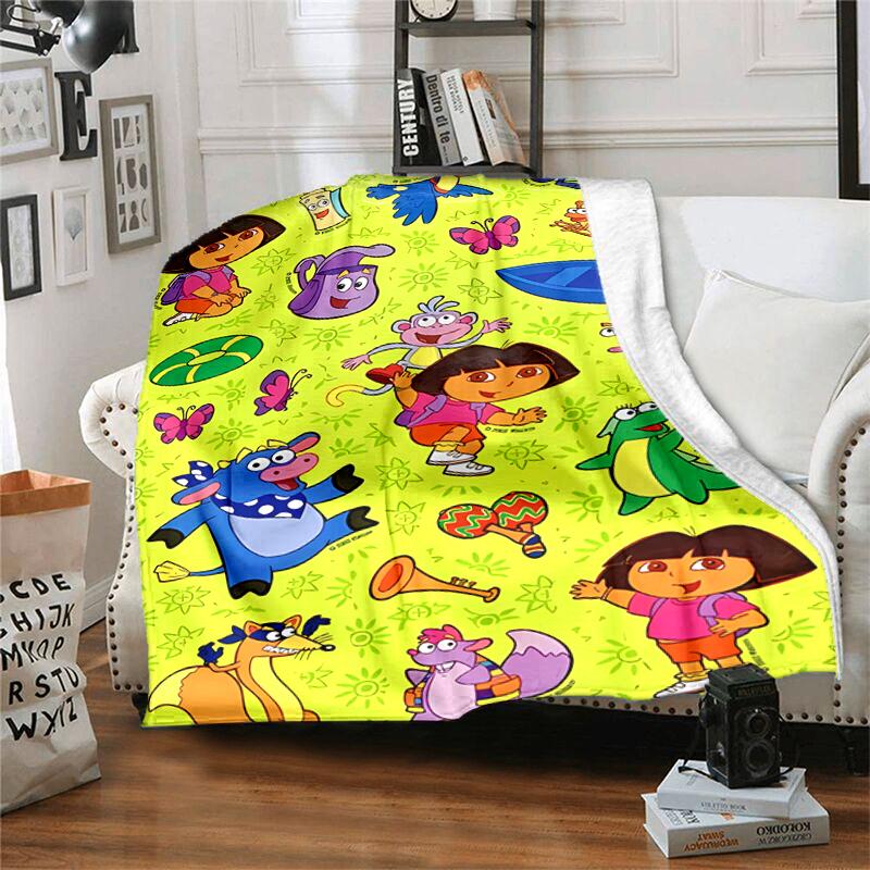 1pc Blanket D-Doras The Explorer Print Design, Lightweight Blanket for Sofa, Bed- Soft &Warm, Gift for All Seasons like Christmas, Halloween
