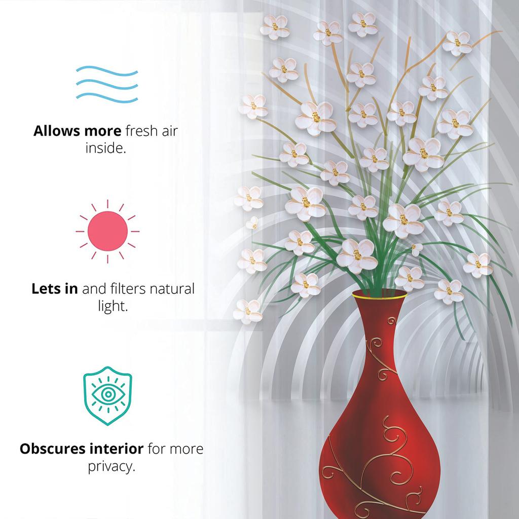 Delicate Vases Floral Sheer Curtain For Living Room Bedroom Transparent Tulle Curtain Chiffon Sheer Voile Kitchen Window Curtain