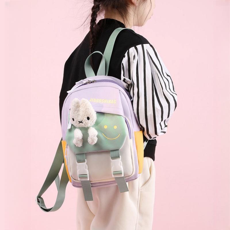 New Fashion Color Matching Children School Bags Cute Cartoon Casual Nylon Girl Baby Backpack Lightweight Reduce Burden Kindergarten Book Bag