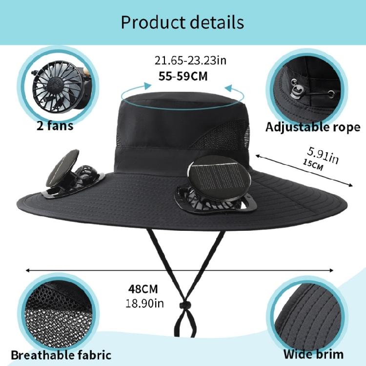 Outdoor Solar Fan Hat Neck Coverage Quickly Dry Fabric Hat Adjustable Sun Hat Sweat Absorbing Solar Fan Hat for Outdoor