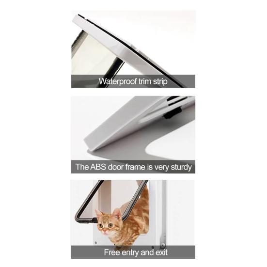 Cat Door for Thin Plates 4 Way Locking Pet Door Interior Cat Door with Magnetic Flap for Cats Up To 18 Lbs Easy To Install On Sliding Doors Cat House