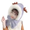 Cartoon puppy pilot baby ear protection knitted hat toddler strap wool hat autumn and winter children's thermal hat