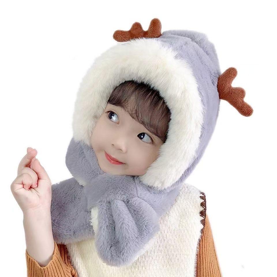 Cartoon puppy pilot baby ear protection knitted hat toddler strap wool hat autumn and winter children's thermal hat