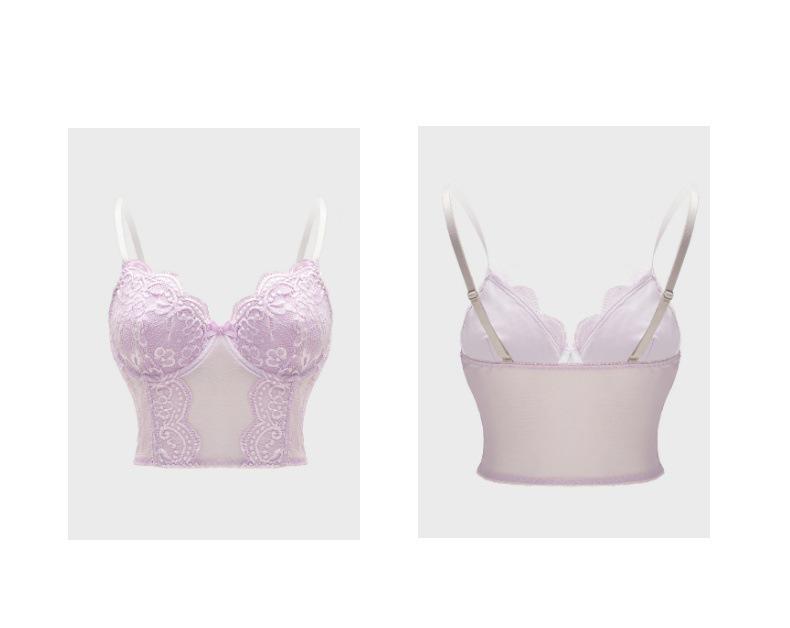 Multi-Color Lace Sexy See-Through Push-Up Camisole and Fishbone Bra Lingerie