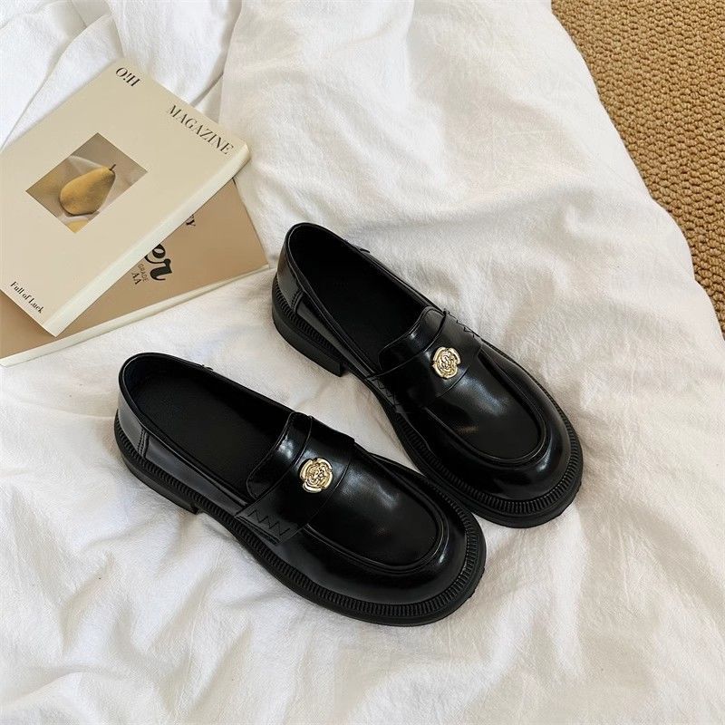 British Style Black Small Leather Shoes Women's Spring and Autumn New Comfortable and Versatile Love Mary Jane Single Shoes