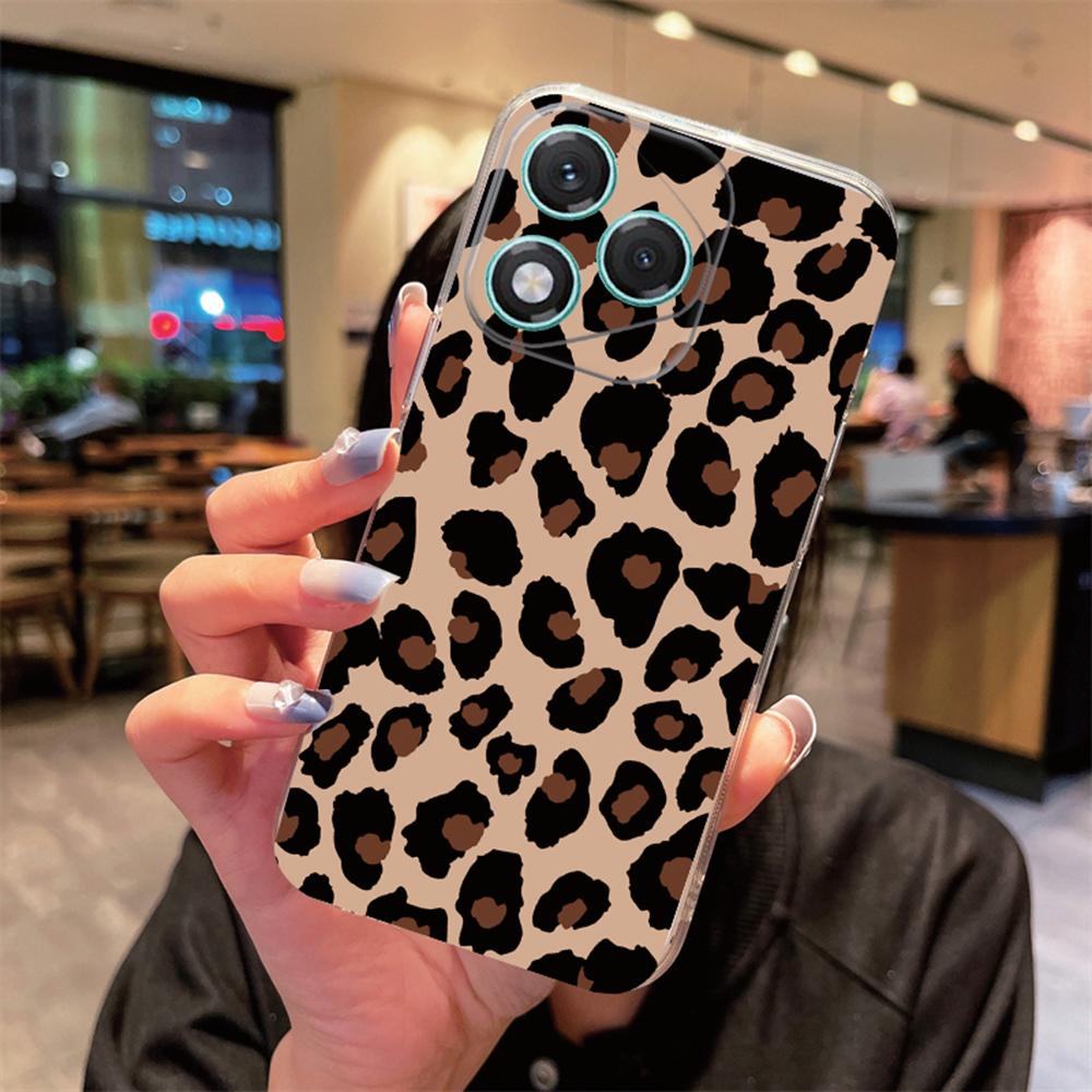 White Leopard Print Transparent For Honor 400 Pro 200 Lite 90 Smart 70 X7 Clear for Artistic Pink Marble Phone Case Couple Cover