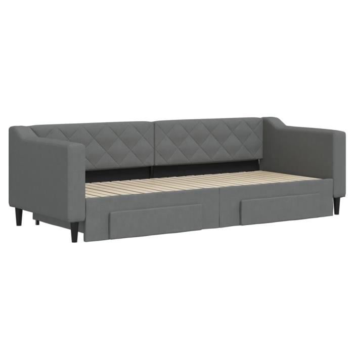 VidaXL Daybed with Trundle and Drawers Dark Grey 80x200 Cm Fabric 3197458