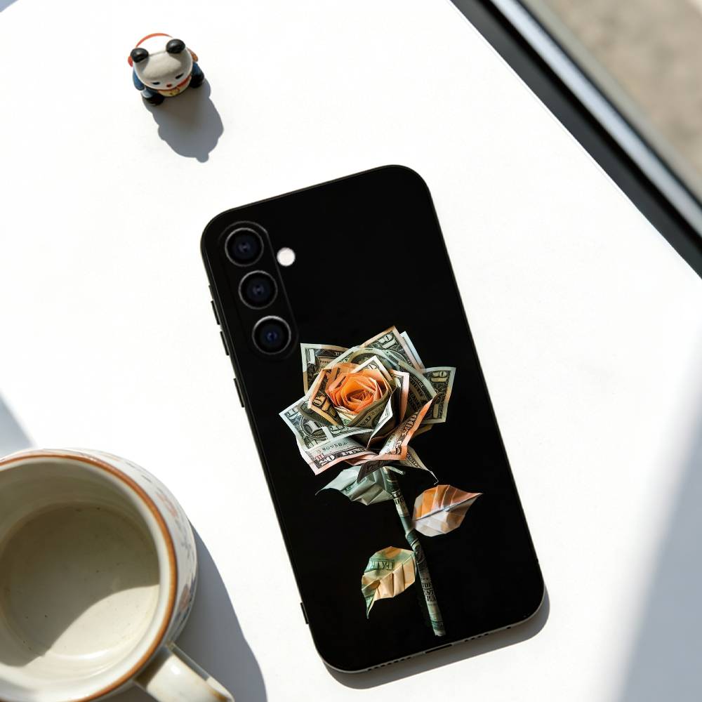 

Wealth Flower Phone Case For Samsung Galaxy A73,A72,A71,A70,A53,A52,A51,Others Soft Black Cover Samsung a32 4g