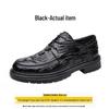 Men's Formal Casual Leather Shoes - Embossed Crocodile Pattern, Genuine Cowhide, Low-Top for Spring Workplace.