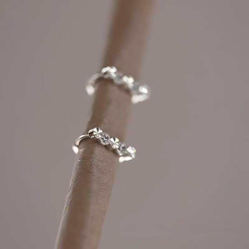 S925 Sterling Silver White Gold Plated Zirconia Faceted Dot Earrings for Women 925 Silver
