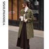 Sisui Nianhua Women's Elegant Plaid Mid-length Woolen Coat