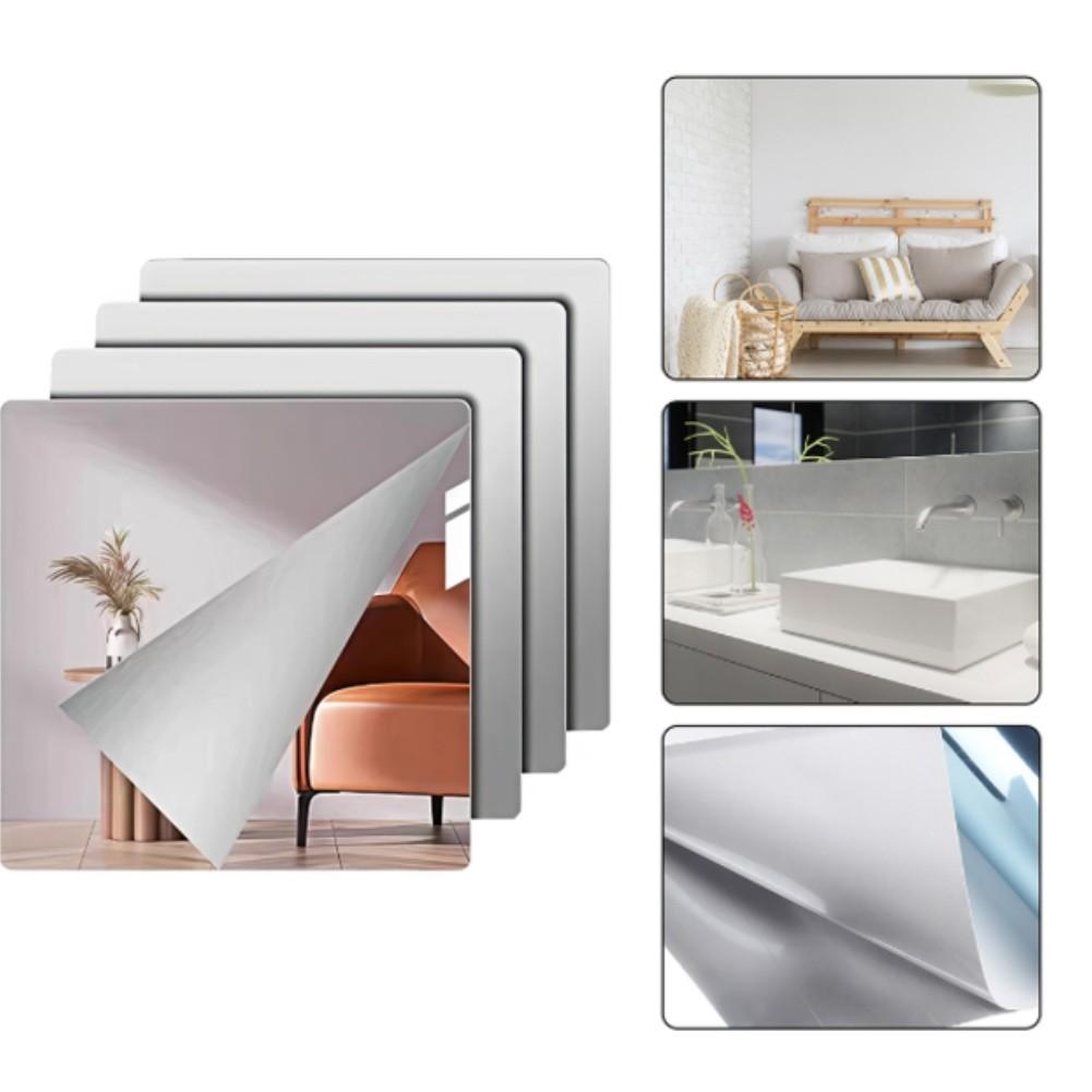 Silná akrylová zrcadlová samolepka na zeď nerozbitná čistý odraz bezpečná zaoblené rohy DIY pro koupelny a chodby