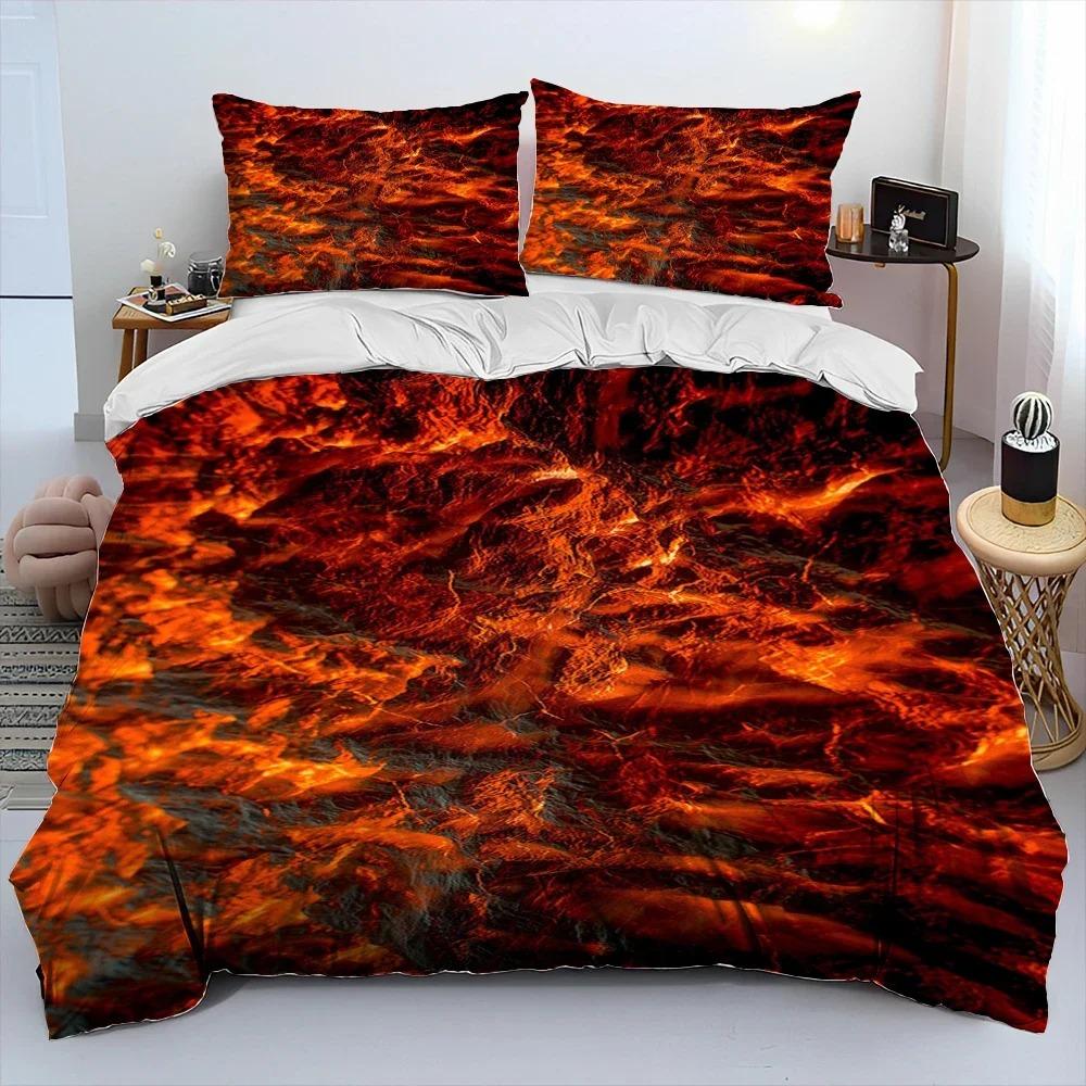 3D Vulkan Lava Magma Bettwäsche Set, Bettbezug Bettwäsche Set Bettdeckenbezug Kissenbezug, King Queen Size Bettwäsche Set Erwachsene Jungen