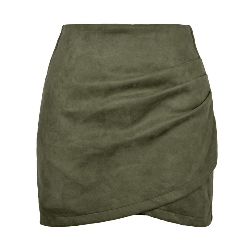 Solid Color Pleated Hip Hugging Skirt Women's Pure Color Ruffle Hip Skirt