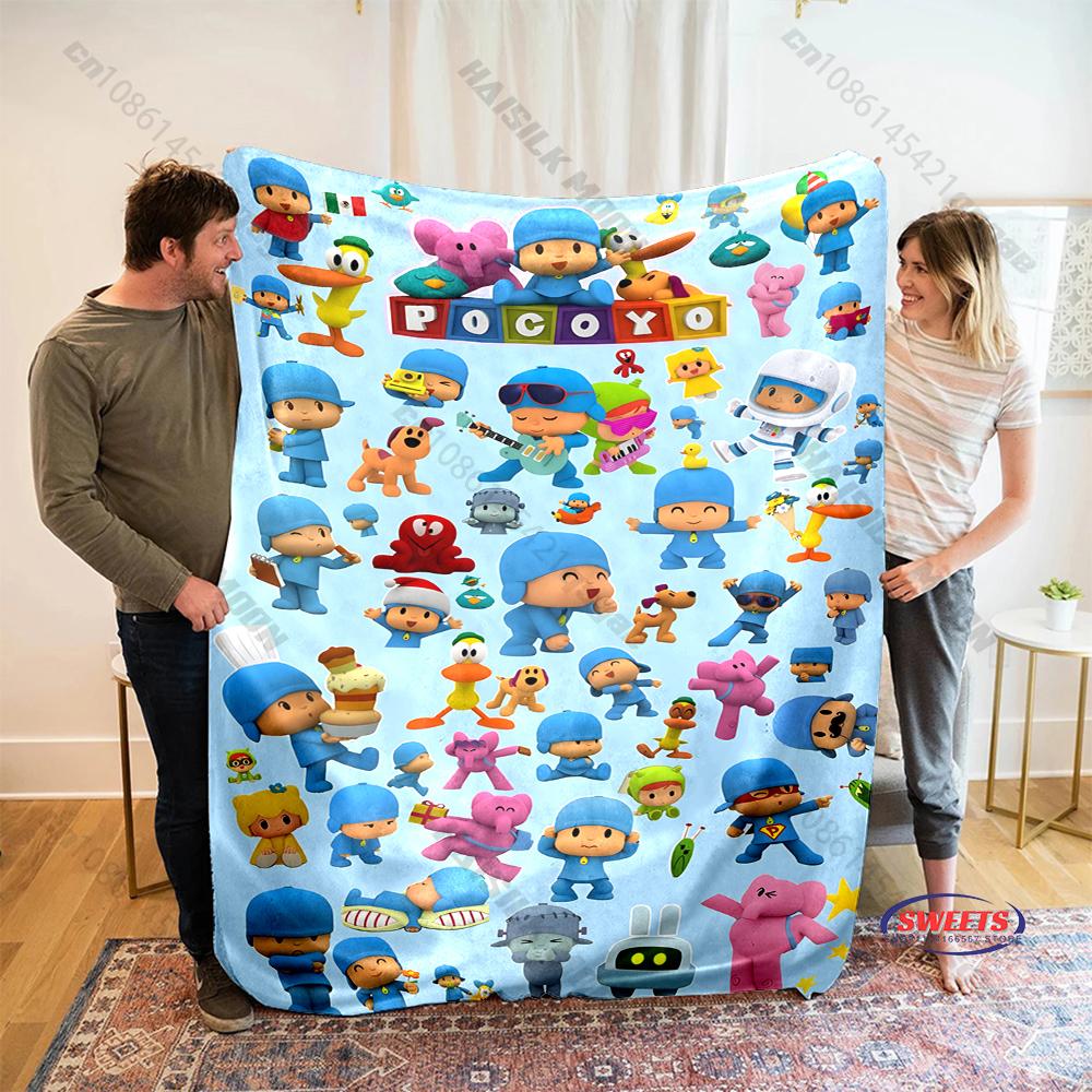 Cute P0c0y0 Theme Print Blanket Warm Soft and Comfortable Home Travel Blanket Sofa Bedding Cover Blankets Gift for Boys Girls