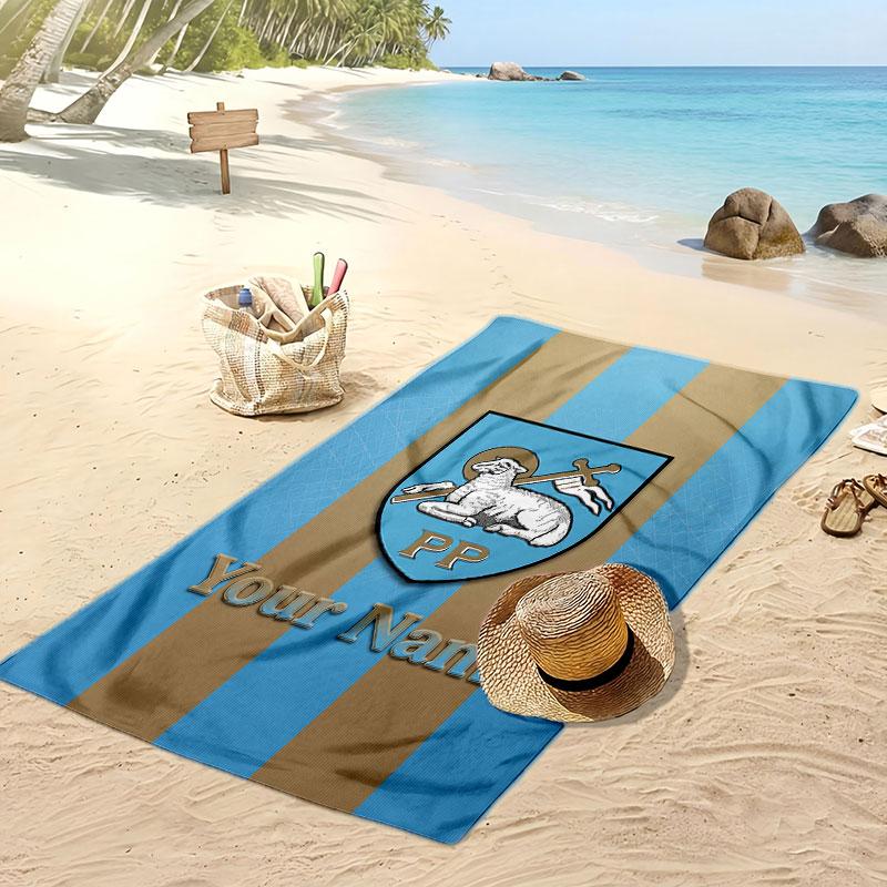 Preston North End Personalized Printed Beach Towel Soccer Logo Support Custom Name Text Absorbent Towel For Sport Travel Special Gift